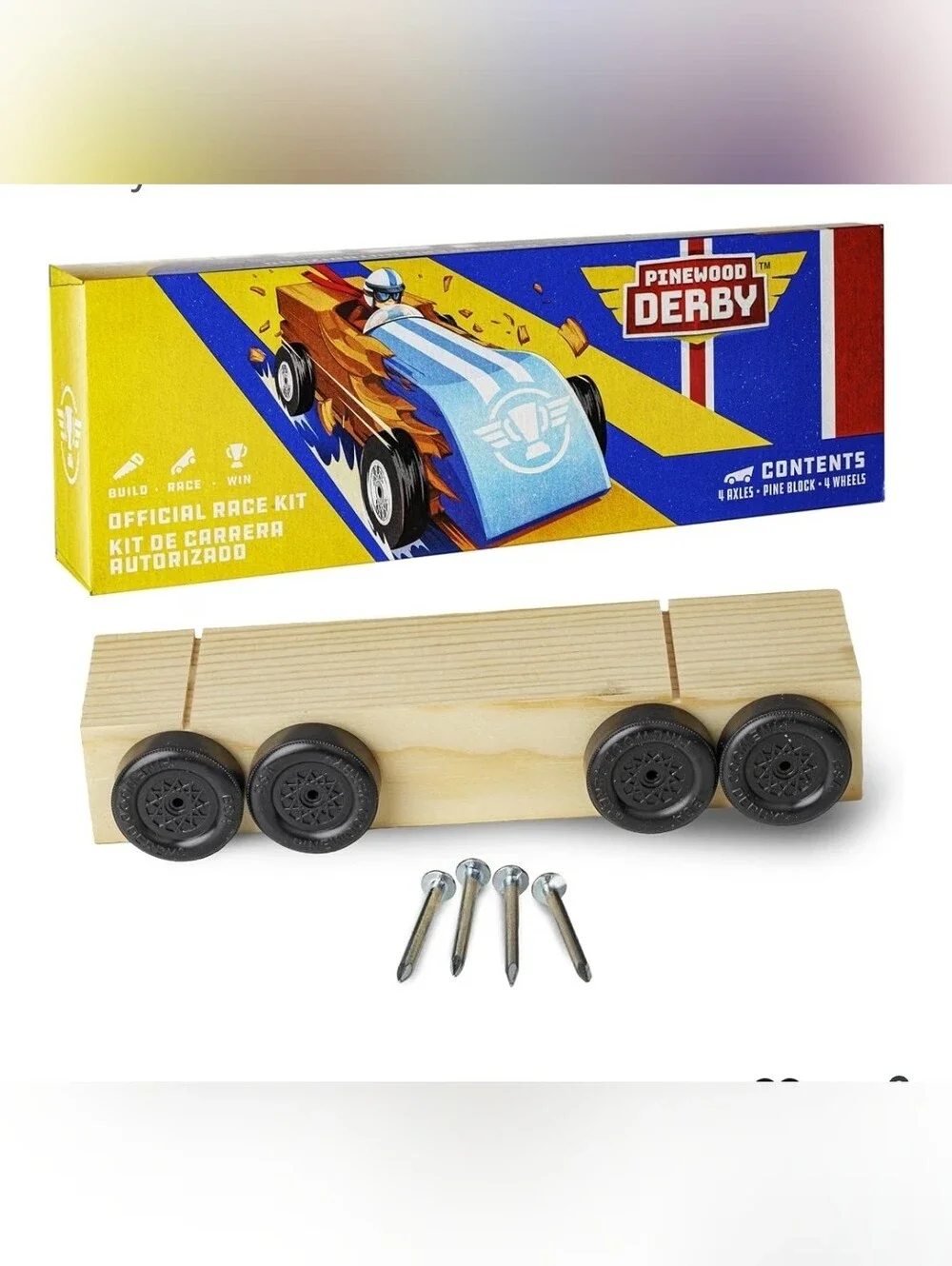 Vintage Pinewood Derby Official Race Car Kit Grand Prix Super Sleek Cub Scout